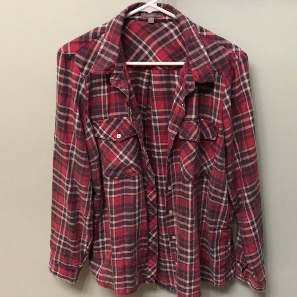 Charlotte Russe plaid button down shirt